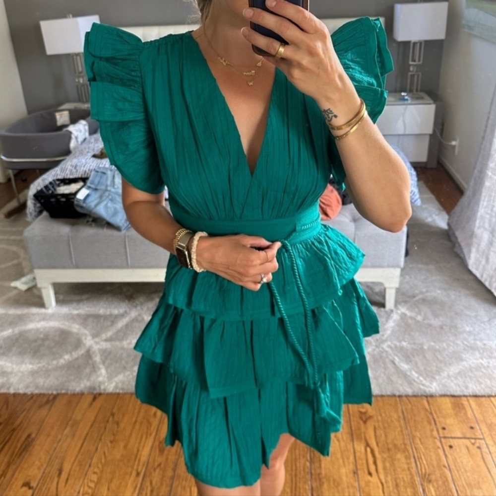 Ulla Johnson Camilla Mini Dress Teal Green Verdigris New With Tags Size 0 - Picture 2 of 10